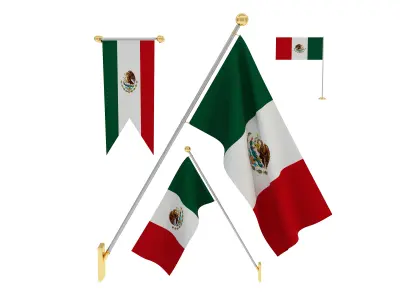 Flags of Mexico 3D model