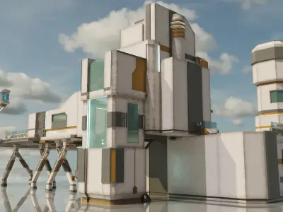 Sci-Fi Stations City Set Low-poly 3D model