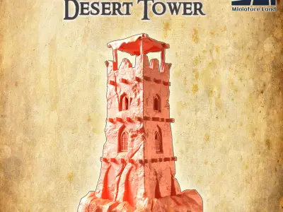 Abandoned Desert Tower Tabletop Terrain 28 mm 3D print model