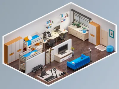 Room 47 Low-poly 3D model