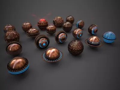 Sci-Fi Sphere Collection Metal Two Low-poly 3D model