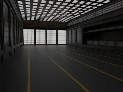 Japanese training dojo Low-poly 3D model