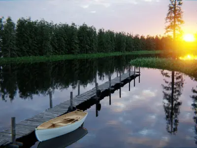 Forest Lake 3d Scene 3D model