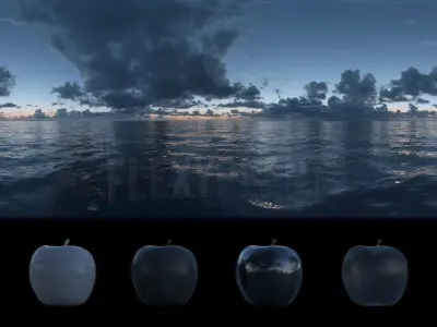 Realistic HDRI 18pcs 12k Ocean with Cloud Low-poly 3D model