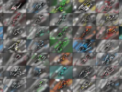 50 Lowpoly Sci Fi Spaceship Kitbash Bundle Megapack Low-poly 3D model