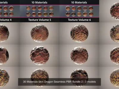 30 Materials Skin Dragon Seamless PBR Bundle 2 Texture