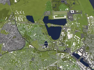 Bordeaux France 50x50km 3D City Map 3D model