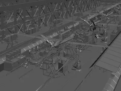 Aircraft manufacturing factory 3D model