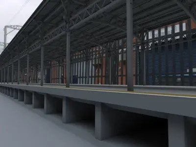 Railway station 3D model by olegrezkii