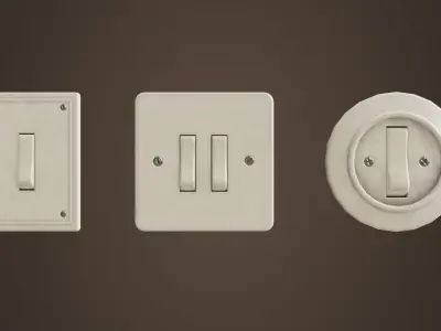 Vintage light switches Model set Low-poly 3D model