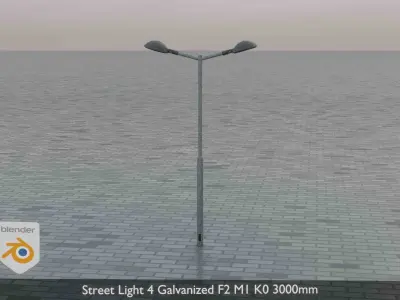 Street Light 4 Galvanized F2 M1 K0 3000mm Low-poly 3D model