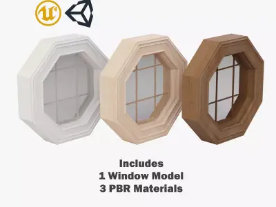 Octagon Porthole Window Low-poly 3D model