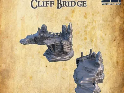 Wooden Cliff Bridge Tabletop Terrain 28 MM 3D print model