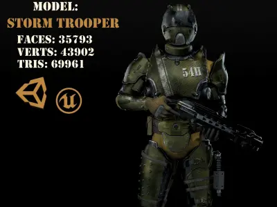 Stormtrooper man in space suit Low-poly 3D model