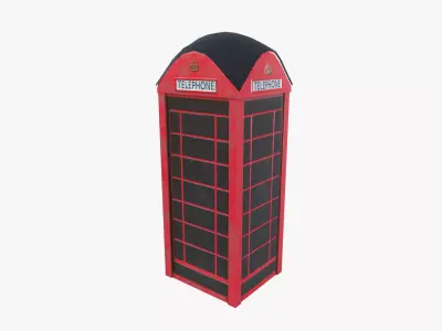 Red British Telephone Booth Low-poly 3D model