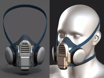 Gas mask respirator military combat  Low-poly 3D model