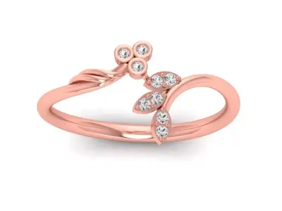 Solitaire Wedding Engagement Women Flower Bypass Ring 3D print model