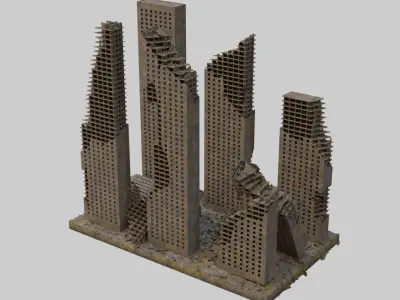 Destroyed Ruin Abandoned Buildings  Low-poly 3D model
