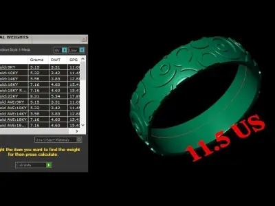 Light Gold Diamond Men Ring 2MR090 3D model