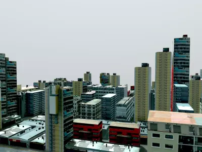Low Poly City Pack  with Animated Traffic  Low-poly 3D model