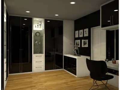 Modern black bedroom 3D model