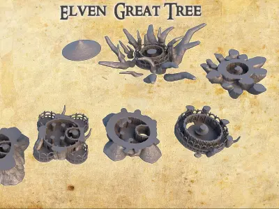Elven Great Tree Tabletop Terrain 28 MM 3D print model