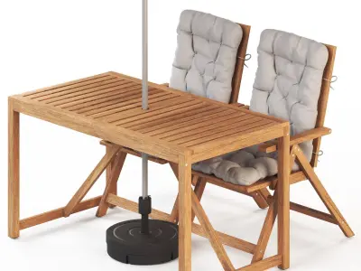 NAMMARO Table and 4 reclining chairs and umbrella IKEA 3D model
