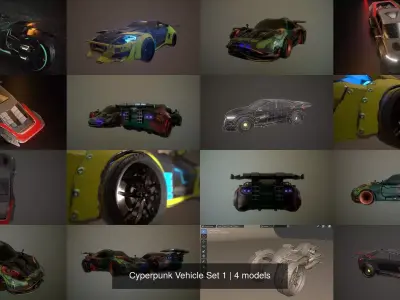 Cyperpunk Vehicle Set 1 3D Model Pack