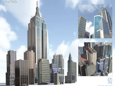 High Rise City Building BUNDLE 2 Low-poly 3D model