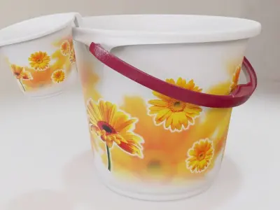 Pail - Bathroom Bucket Set Low-poly 3D model