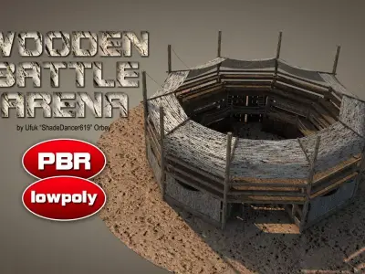Wooden Battle Arena Low-poly 3D model