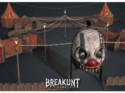 Scene from an outdoor horror circus - 3d models pack - 8 assets 3D model