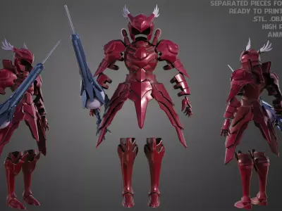 Overlord Shalltear Bloodfallen Full Armor and Lance for Cosplay 3D Model Pack