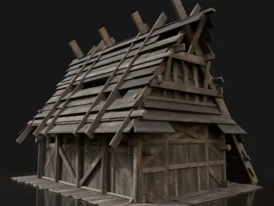 Viking Simple House Cottage Hut Northern Fantasy Next Gen AAA Low-poly 3D model