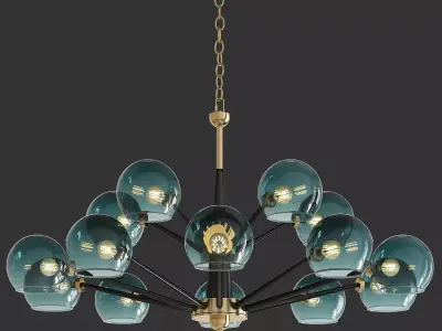 Thalia chandelier Blue glass 15 3D model