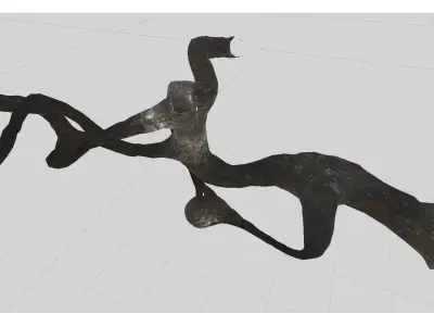 Cave low-poly game ready metal sculpture with two legs Low-poly 3D model