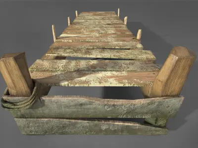 Old Wooden Pier Low-poly 3D model