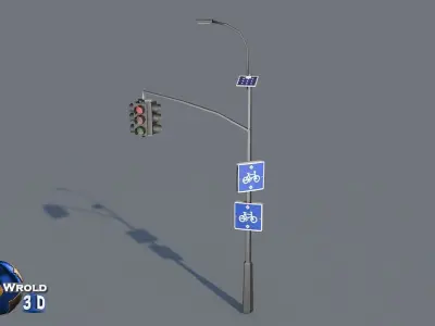 lowpoly Solar Traffic Light Collection Pack 3D Model Low-poly 3D model