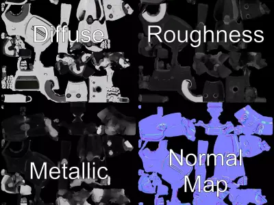 Retro Robot model pack Low-poly 3D model