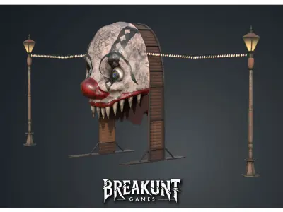  Horror Circus Entrance Clown Head - 3d Model 3D model