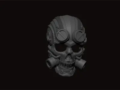 metal skull cyborg army airsoftgun mask 3D print model