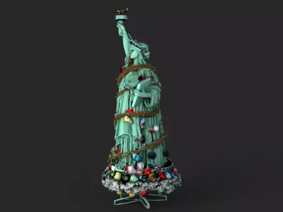 Statue of liberty Christmas High Detail 3D model