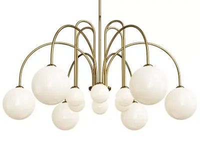Modern Simplicity Round Chandelier Milk Glass Hanging  Low-poly 3D model