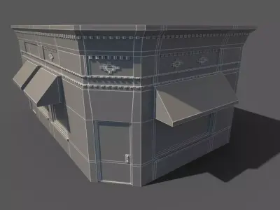 building 8 with awning 3D model