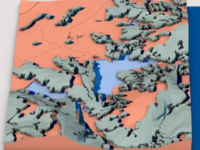 Low Poly Nature Landscape Diorama 3D model