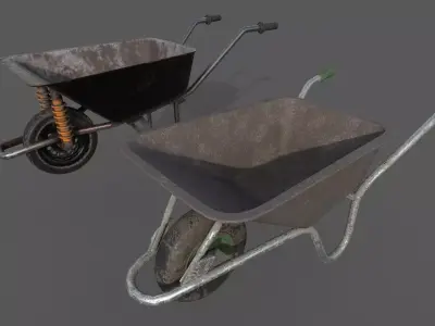 Wheelbarrow Construction Tool Prop PBR Textures GameReady Low-poly 3D model