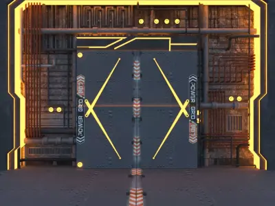 Futuristic animated door 3D model