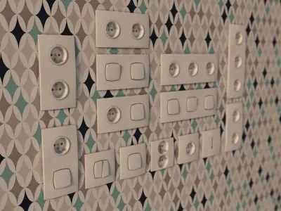 COLLECTION---Electrical outlets and light switches 3D model