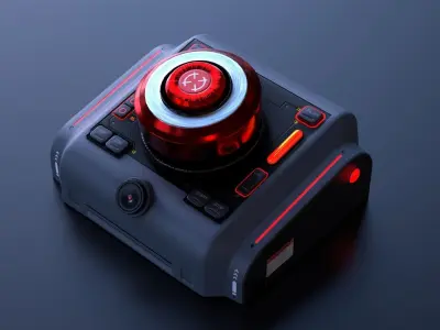 Sci-Fi Red Button V2 Low-poly 3D model