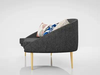 Sofa Willy Black Fabric Free low-poly 3D model